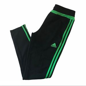 Adidas black and green joggers